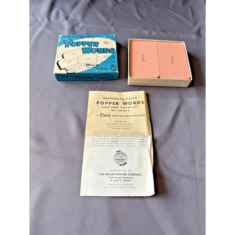 VTG‎ 1953 POPPER WORDS Flash Cards Set 1 & 2 Vocabulary Learn The Play Way DOLCH